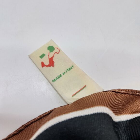 Vintage Square Womens Scarf Hairtie Italy 26 x 26 Black Brown Fall Winter - Picture 6 of 6